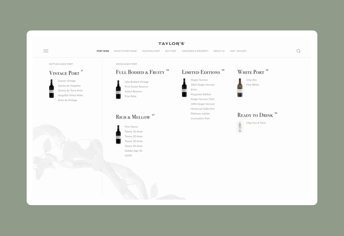 Taylor’s Port – UX/UI Project Screens